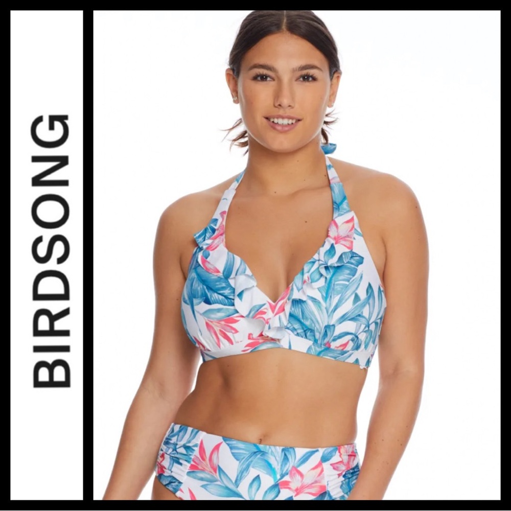 NWT Birdsong Bra-Size Ruffle Bikini Top